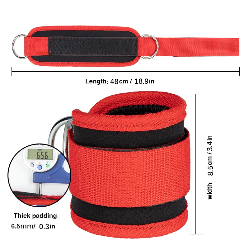 Gym Ankle Straps Double D-Ring Adjustable Neoprene Padded Cuffs 