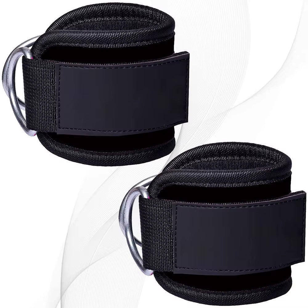 Gym Ankle Straps Double D-Ring Adjustable Neoprene Padded Cuffs 